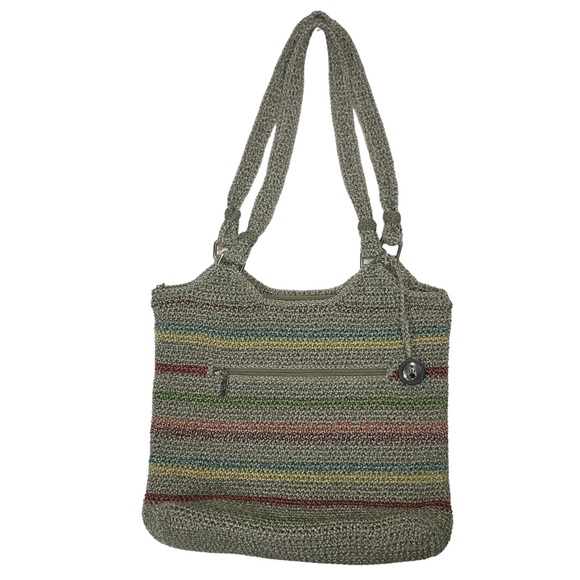 THE SAK Belle Crochet Voyager Colorful  Striped Boho Shoulder Beach Tote Bag - Picture 3 of 16